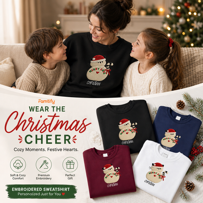 Personalized Embroidered Snowman Sweatshirt with Custom Name