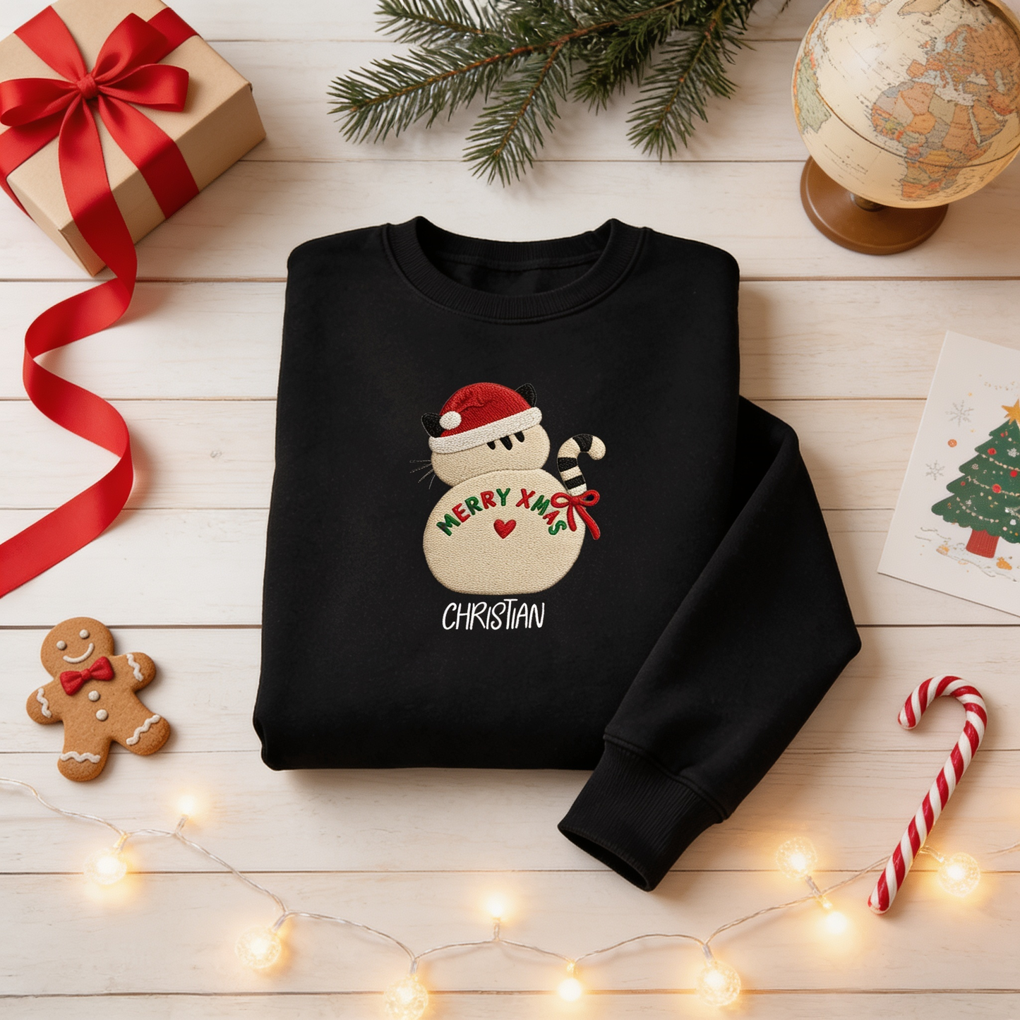Personalized Embroidered Snowman Sweatshirt with Custom Name