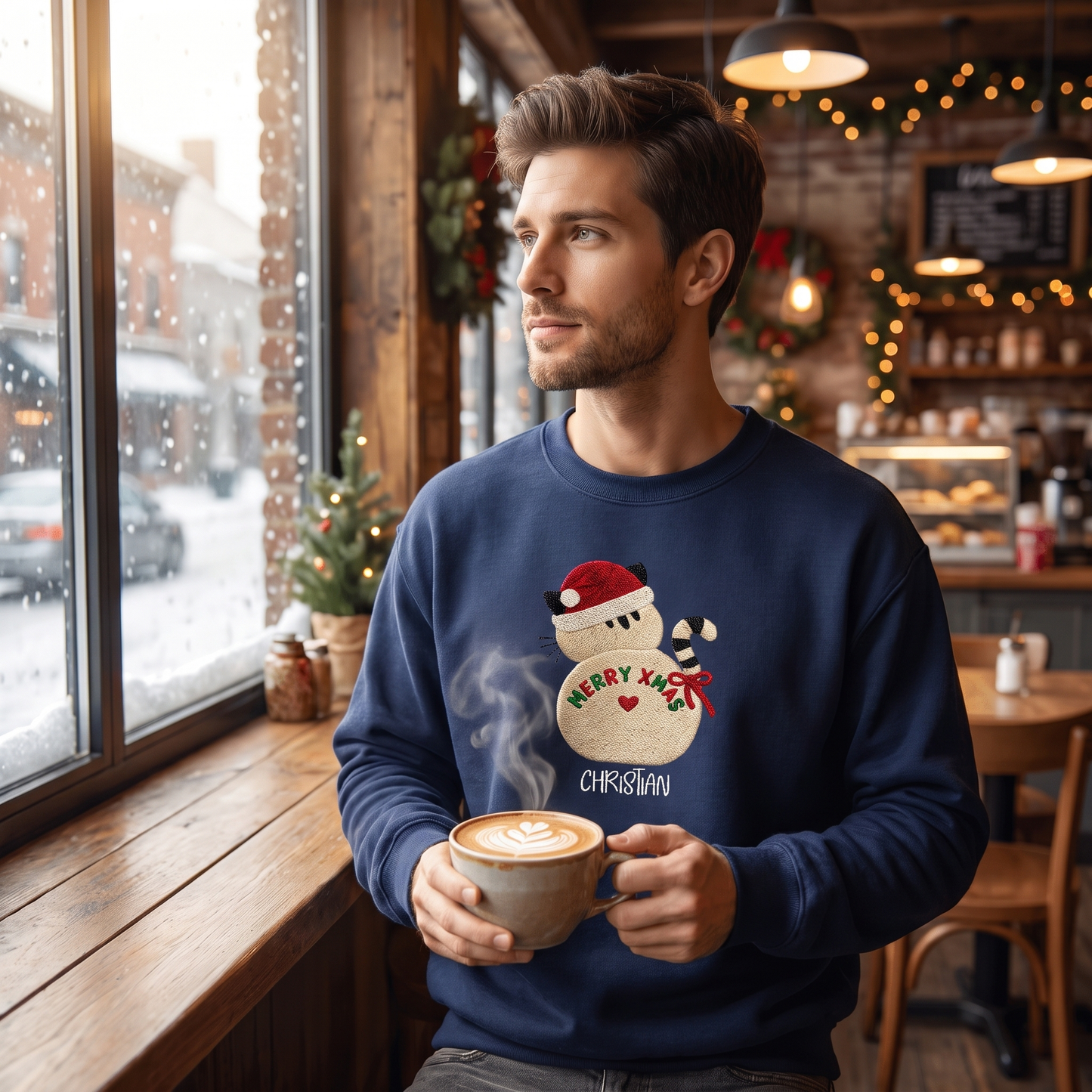 Personalized Embroidered Snowman Sweatshirt with Custom Name