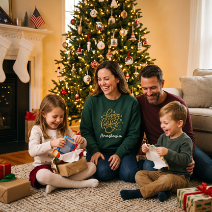 Personalized Embroidered Happy Holidays Sweatshirt with Custom Name