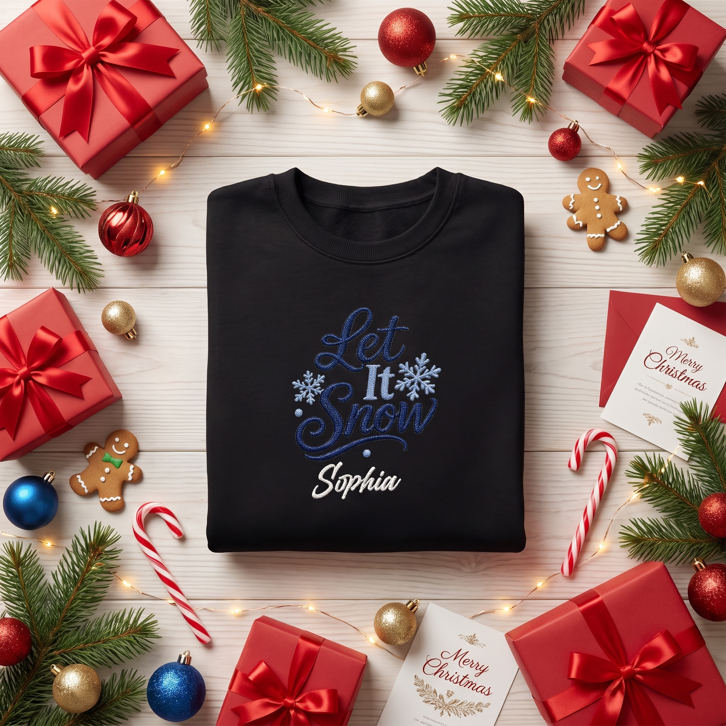 Personalized Embroidered Let It Snow Sweatshirt with Custom Name