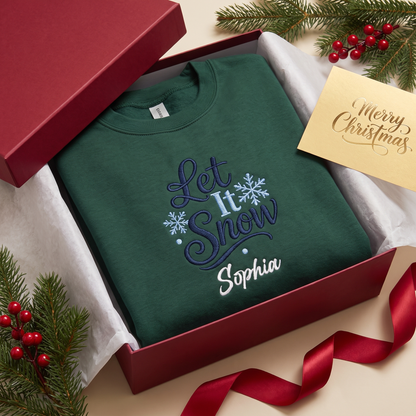 Personalized Embroidered Let It Snow Sweatshirt with Custom Name