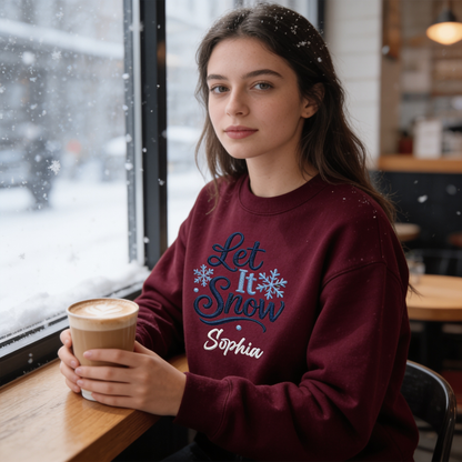 Personalized Embroidered Let It Snow Sweatshirt with Custom Name