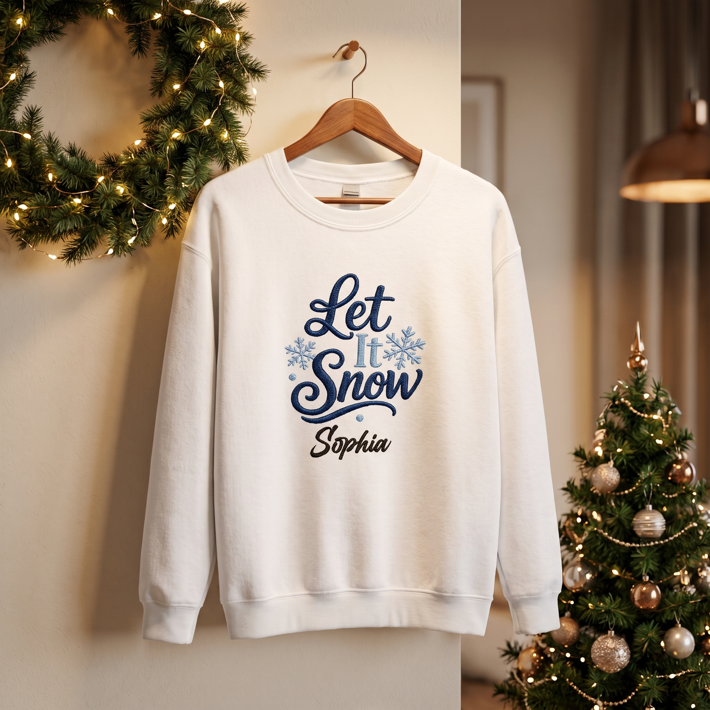 Personalized Embroidered Let It Snow Sweatshirt with Custom Name