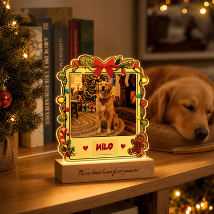 Personalized Pet Photo Christmas Night Light | Custom Pet Engraved Night Light