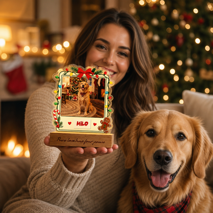 Personalized Pet Photo Christmas Night Light | Custom Pet Engraved Night Light