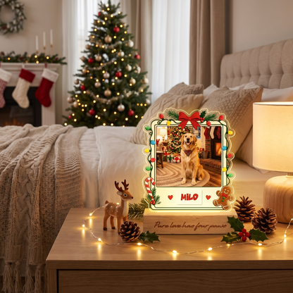 Personalized Pet Photo Christmas Night Light | Custom Pet Engraved Night Light
