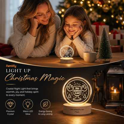 Custom You Serious Clark Eggnog Mug 3D Laser Engraved Crystal Ball with LED Wooden Standee, Personalized Name Holiday Night Light Keepsake