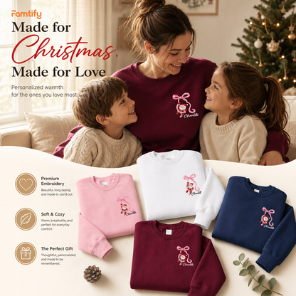 Personalized Embroidered Santa Ribbon Monogram Sweatshirt with Custom Name