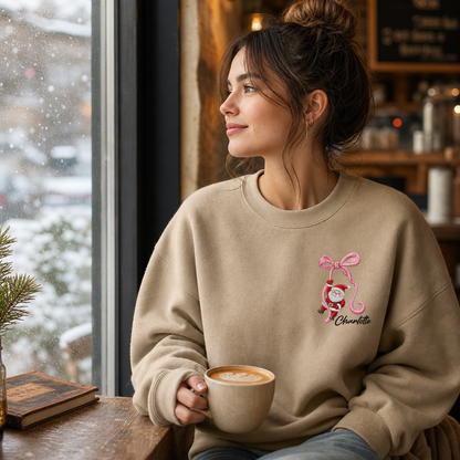 Personalized Embroidered Santa Ribbon Monogram Sweatshirt with Custom Name