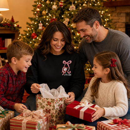 Personalized Embroidered Santa Ribbon Monogram Sweatshirt with Custom Name