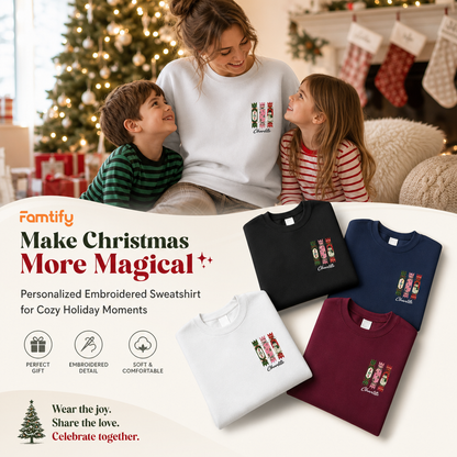 Personalized Embroidered Christmas Cracker Trio Sweatshirt with Custom Name