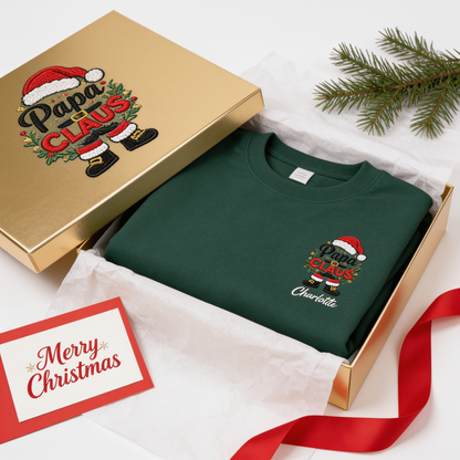 Personalized Embroidered Papa Claus Sweatshirt with Custom Name
