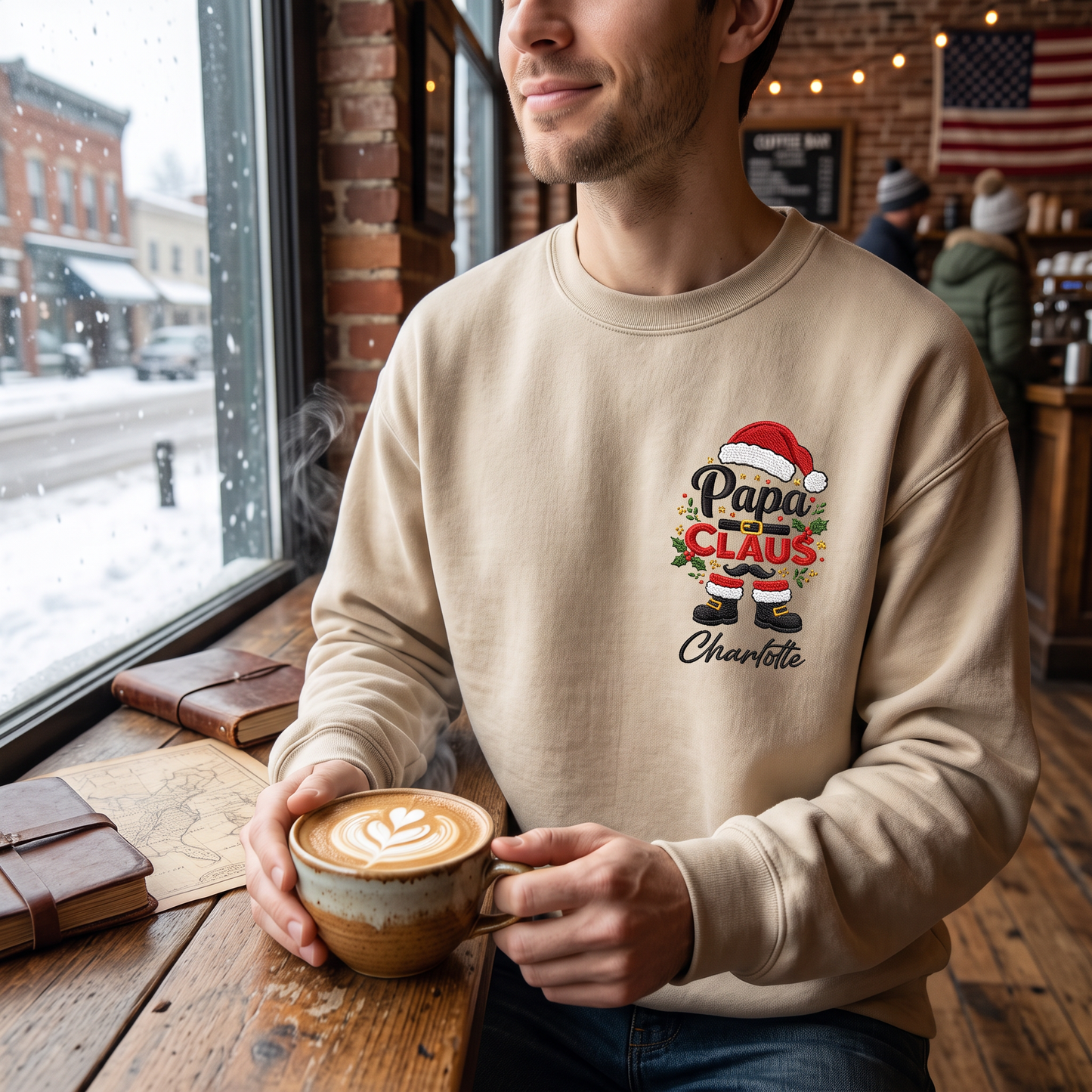 Personalized Embroidered Papa Claus Sweatshirt with Custom Name