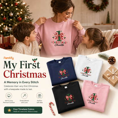 Personalized Embroidered My First Christmas Sweatshirt with Custom Name