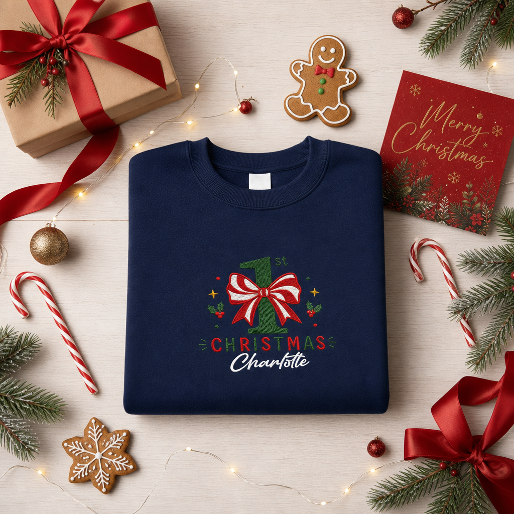 Personalized Embroidered My First Christmas Sweatshirt with Custom Name