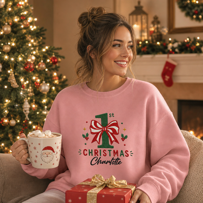 Personalized Embroidered My First Christmas Sweatshirt with Custom Name