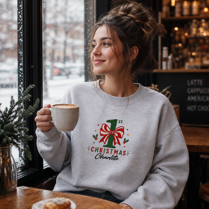 Personalized Embroidered My First Christmas Sweatshirt with Custom Name