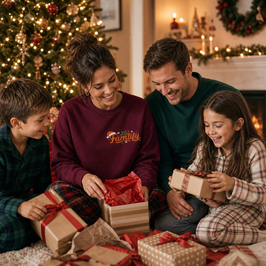 Personalized Embroidered Family Christmas Sweatshirt with Custom Name