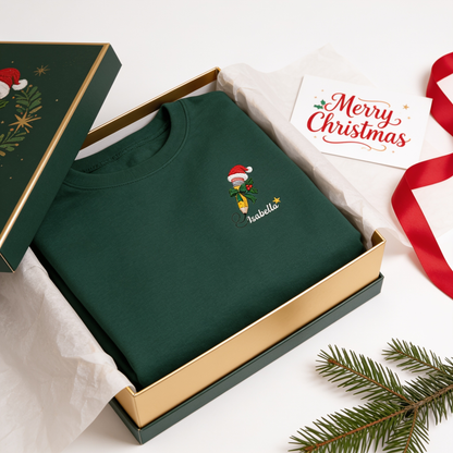 Personalized Embroidered Christmas Pencil Sweatshirt with Custom Name