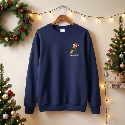 Personalized Embroidered Christmas Pencil Sweatshirt with Custom Name