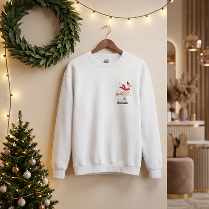 Personalized Embroidered Ice Skating Goose Sweatshirt with Custom Name