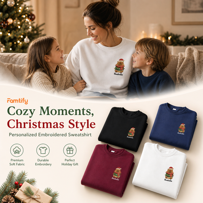 Personalized Embroidered Christmas Capybara Sweatshirt with Custom Name