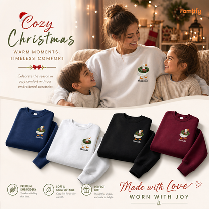 Personalized Embroidered Goose with Christmas Wreath Sweatshirt with Custom Name