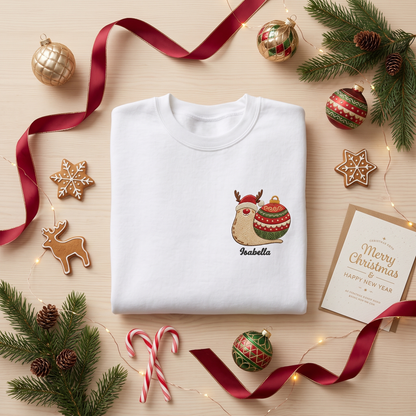 Personalized Embroidered Christmas Snail Sweatshirt with Custom Name