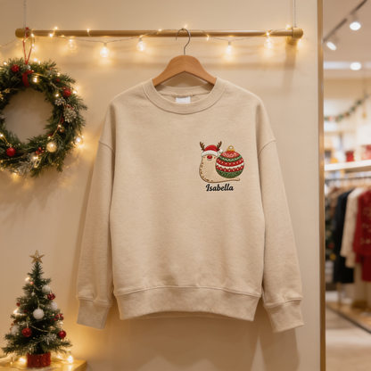 Personalized Embroidered Christmas Snail Sweatshirt with Custom Name