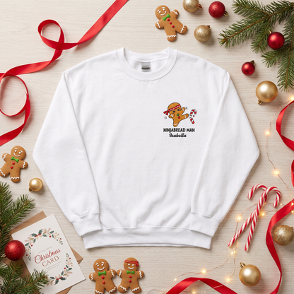 Funny Ninjabread Man Embroidered Sweatshirt with Custom Name | Personalized Christmas Gingerbread Crewneck Gift