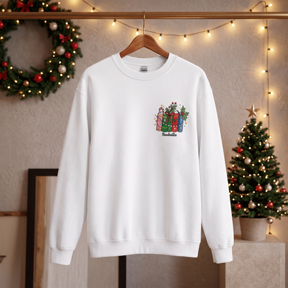 Personalized Christmas Books Sweatshirt with Custom Name | Cozy Holiday Book Lover Crewneck