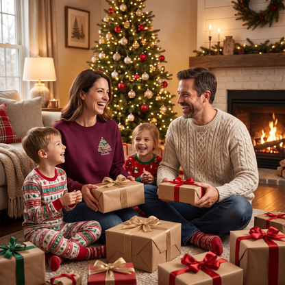 Personalized Christmas Tree Books Sweatshirt with Custom Name | Book Lover Holiday Crewneck