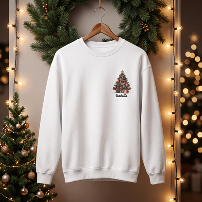 Personalized Classic Christmas Tree Sweatshirt with Custom Name | Festive Holiday Crewneck Gift