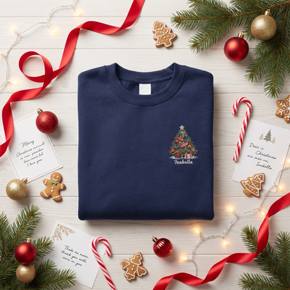 Personalized Classic Christmas Tree Sweatshirt with Custom Name | Festive Holiday Crewneck Gift