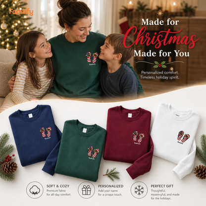 Personalized Patriotic Christmas Flip Flops Embroidered Sweatshirt | Custom Name Holiday Crewneck Gift