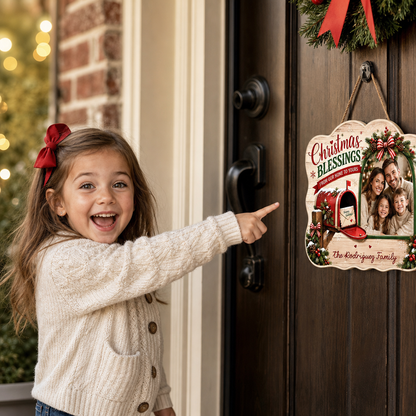 Personalized Christmas Blessings Mailbox Photo Custom Shape Wood Sign, Custom Family Picture Name From Our Home To Yours Wooden Hanging Plaque, Festive Holiday Door & Wall Decor Family Gift
