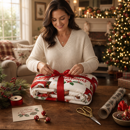 Personalized Merry Christmas Photo Collage Blanket, Custom Family Holiday Picture Fleece Throw Blanket, Christmas Gifts for Couples & Family