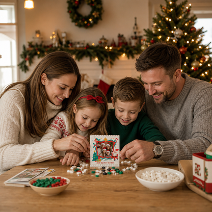 Personalized Photo Christmas Building Block in White, Custom Family Name Santa & Wavy Frame Brick Puzzle Keepsake Decor, Festive Holiday Desk Gift