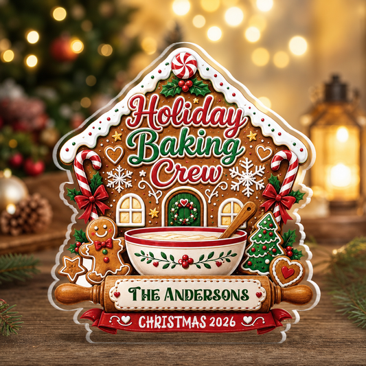Personalized Holiday Baking Crew Acrylic Plaque with Custom Name