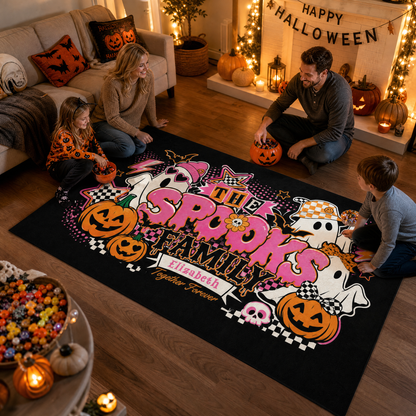 Personalized Halloween Y2K Retro Spooks Family Ghost Rug Custom Name Home Decor Floor Mat