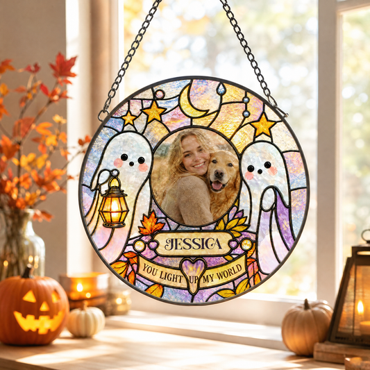 Personalized Halloween Ghost Lantern Custom Photo Pet You Light Up My World