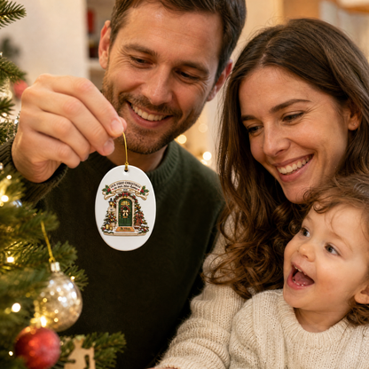 Personalized Our First Christmas In Our New Home Ceramic Oval Ornament, Custom Family Name House Number Year Xmas Tree Hanging Decor Keepsake, New Homeowner Housewarming Gift