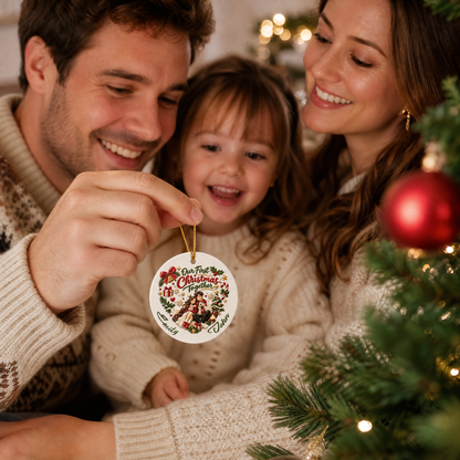 Personalized Couple Our First Christmas Together Ceramic Ornament, Custom Name Xmas Tree Hanging Decor Keepsake, Romantic Couple Holiday Gift