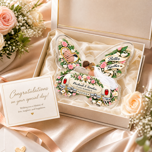Personalized Better Together Just Married Butterfly Acrylic Plaque, view 2