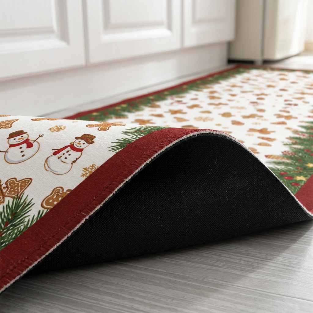 Personalized Gingerbread Snowman Cookies Christmas kitchen mat set, view 5