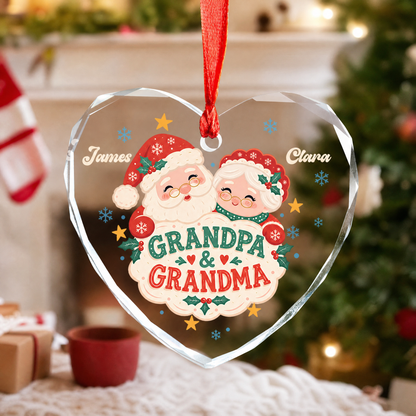 Grandparents custom names glass ornament for the Christmas tree