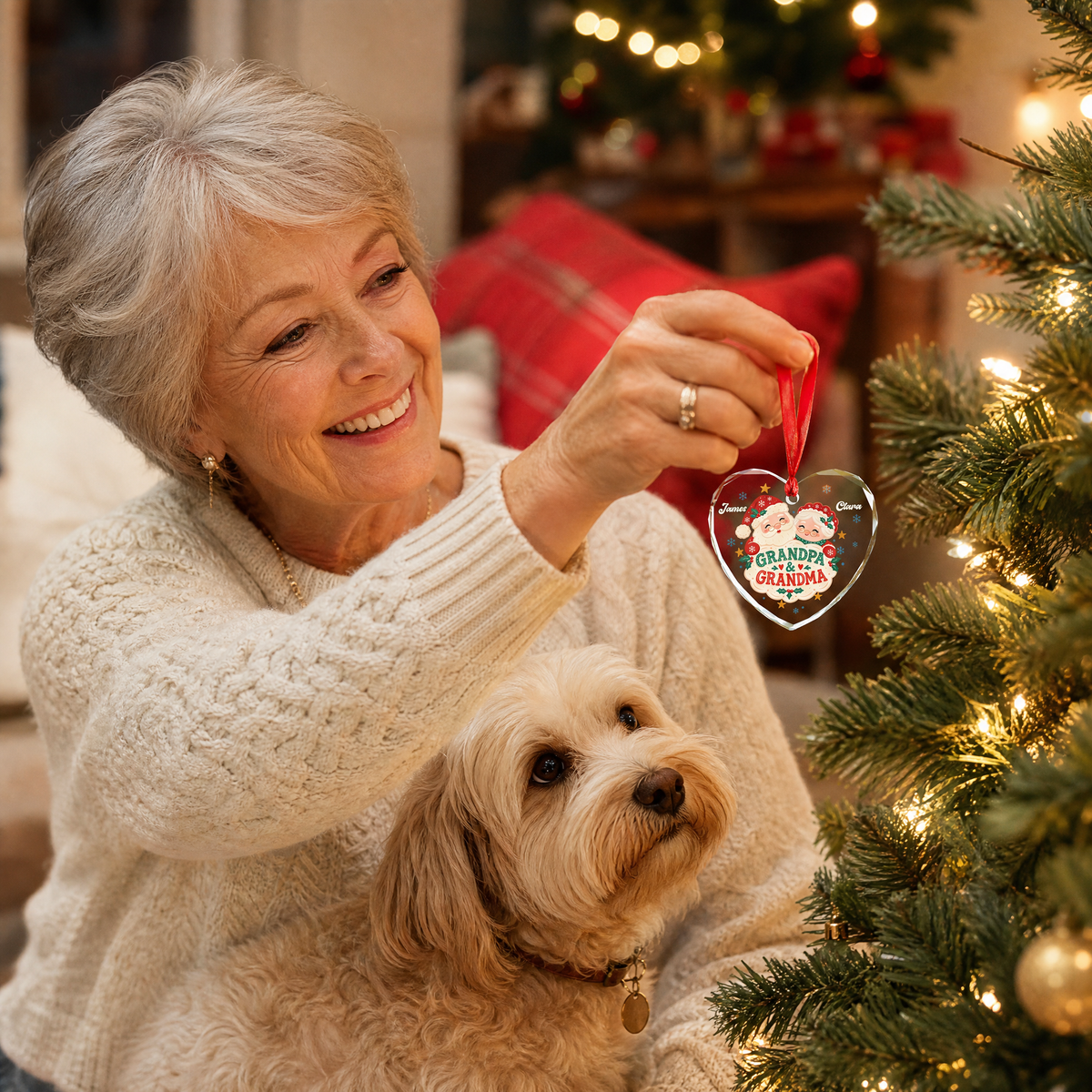 Personalized grandparents Christmas glass ornament gift idea