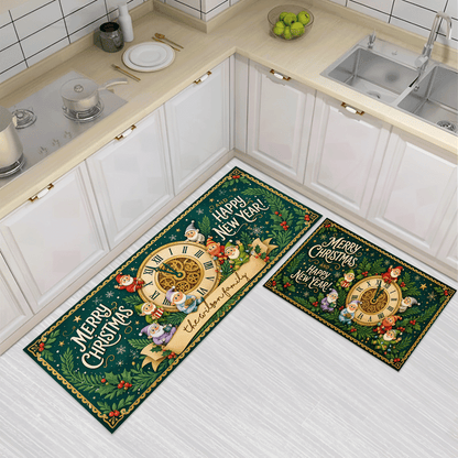 Personalized Christmas New Year Clock kitchen mat set, view 2