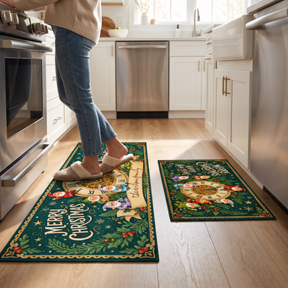 Personalized Christmas New Year Clock kitchen mat set, view 4
